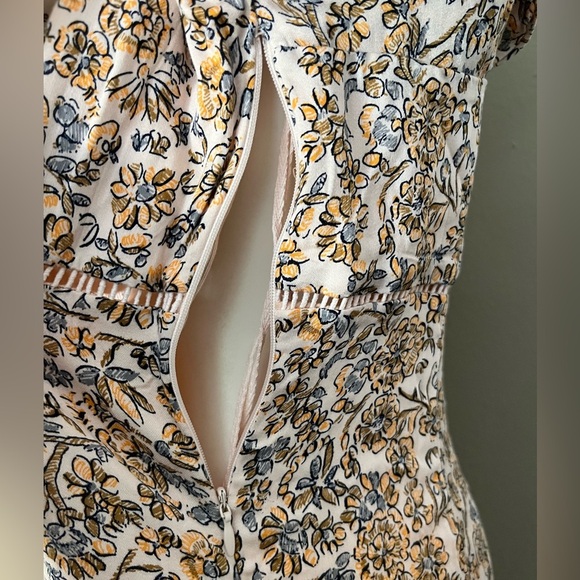 Free People Boheme Ivory Floral Mini Dress NWT Size 10 Long Sleeve - Picture 7 of 13